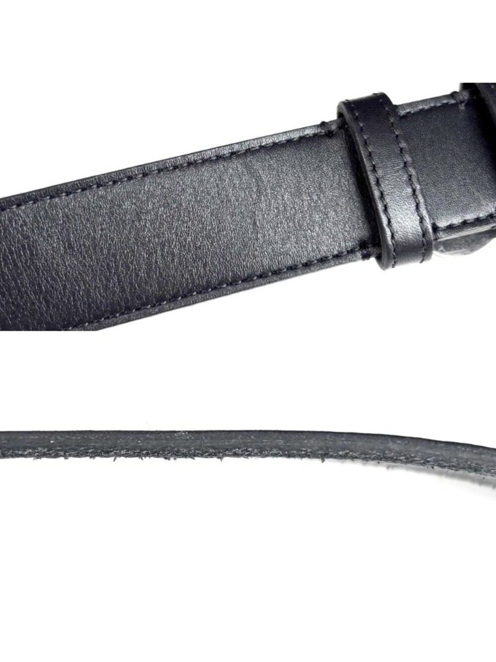 Celine Belt Triomphe Simple Leather Black Silver - Picture 6 of 6
